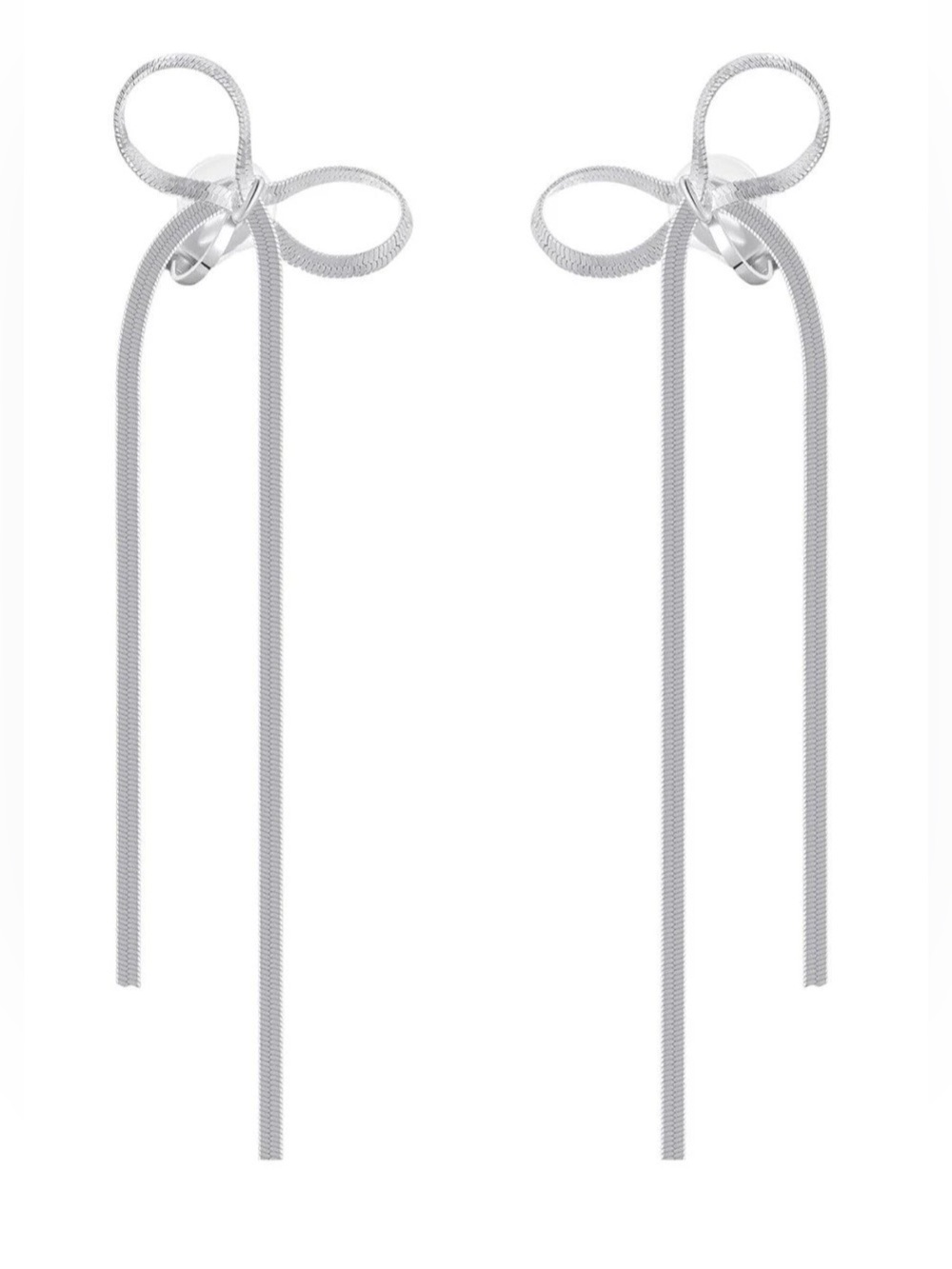 NYWMRock Bow Drop Earrings Silver 85mm Clip-On Drop Earrings NWT